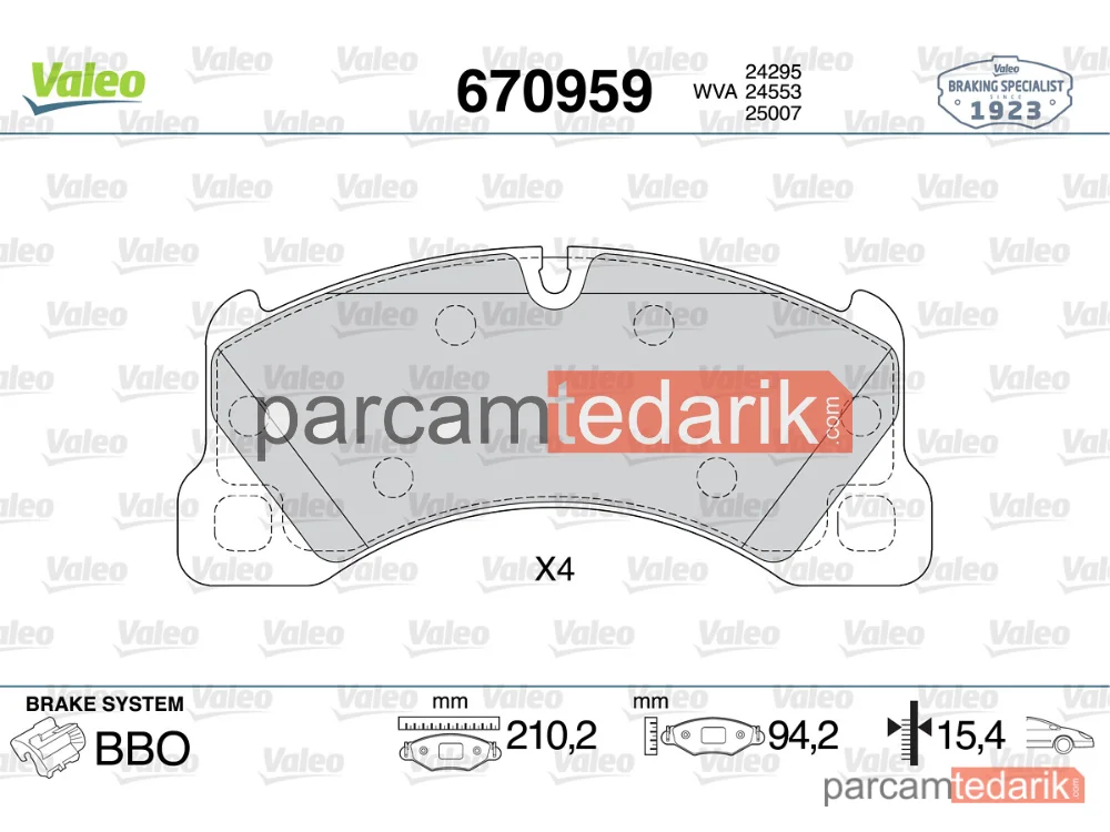 670959 | Fren Balatası — Porsche Cayenne, Porsche Macan, Porsche Panamera